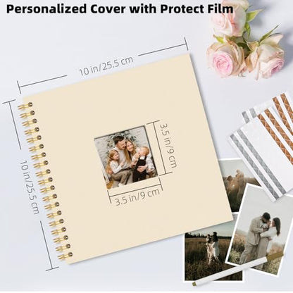 Vienrose Scrapbook Album Gift Set, 10x10 Inch, 80 White Pages, Off White - color: Beige, size: 10x10Inch 40Sheets 80Pages