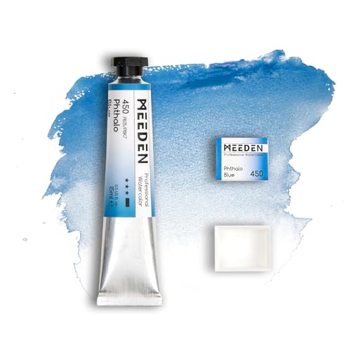 MEEDEN Professional Artist Watercolor Paint: Phthalo Blue - 15ml/0.5oz - color: Phthalo Blue