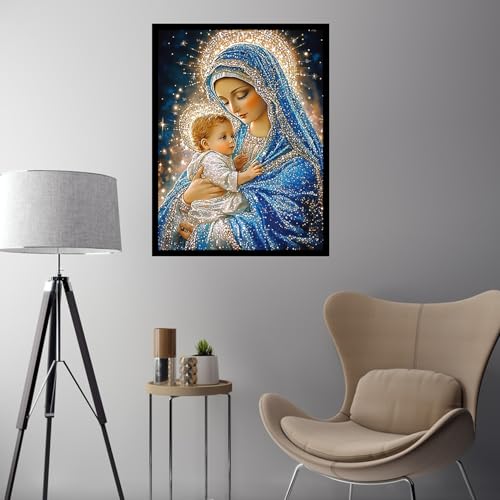 CHWGLFGG 5D Virgin Mary Diamond Art Kits for Adults Beginners 12x16in - color: KM03-1