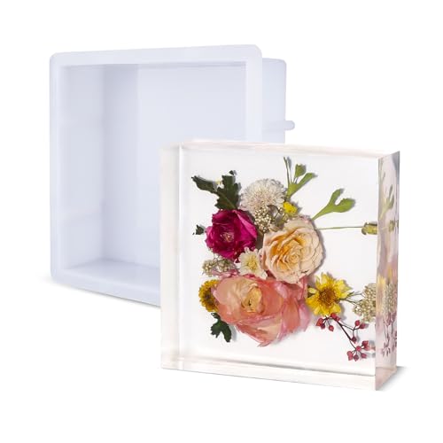 LET'S RESIN Large Silicone Square Molds for Resin, Glossy Deep Square Molds | 6.1''x 2'' Epoxy Resin Molds for Flowers Preservation, Resin Casting Molds for Wedding Bouquet Keepsakes, Home Decor - color: White