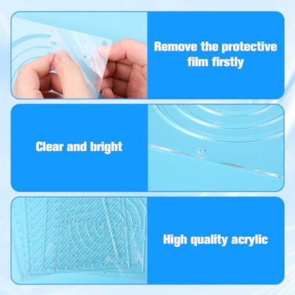 Acrylic Sashiko Stencil 4 Pcs Dots Lines Arcs Slashes 4.7 x 4.7 Inch