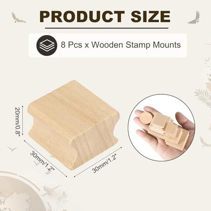 PATIKIL 30x30mm Wooden Stamp Block, 8 Pcs Blank Rubber Stamp Mounts Wooden Rubber Beech Hard Wood Blocks for Making DIY Crafting, Wood Color - size: 30x30mm