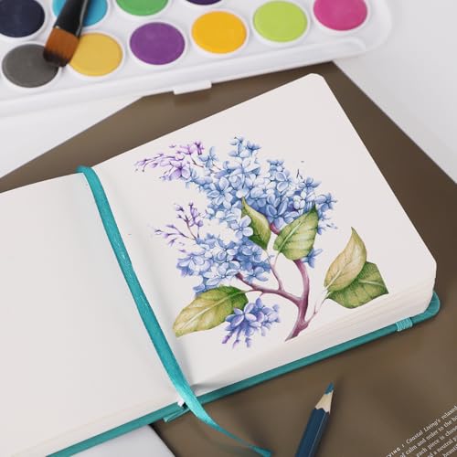 Pocket Sketchbook, 5 × 5 in, 80 Sheets Small Sketch Book, Dark Blue | 160gsm Acid-Free Paper, Elastic Closure, Ribbon Bookmark, Compact Travel Size for Sketching On The Go - color: Dark Blue
