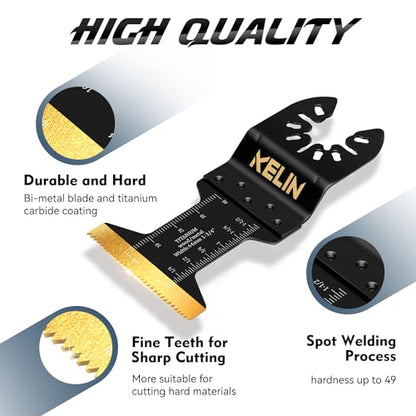 KELIN 32pcs Titanium Oscillating Tool Blades, Universal Multitool Blades