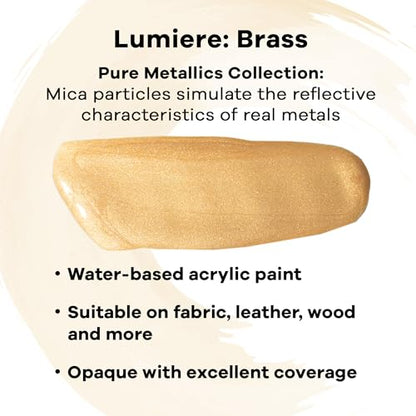 Jacquard Lumiere 2.25oz Fabric Paint Brass - Metallic Paint for Fabric, Leather, Canvas, Paper and Wood - Light-bodied Metallic Acrylic Paint - Lightfast & Vibrant Metallic Acrylic Paints - color: Brass, size: 2.25 Fl Oz (Pack of 1)