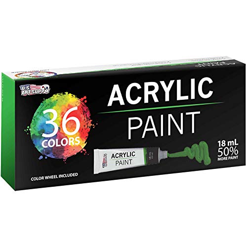 U.S. Art Supply 36 Color Professional Acrylic Paint Set in 12ml Tubes | Painting Supplies for Adults, Artists, Students, Beginners - Canvas Portrait Paintings