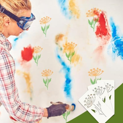 18 Sheet Reusable Flower Stencils for Painting,Stencils for Painting on Wood,Large Floral Stencil Templates with Leaf Vine Designs for DIY Crafts,Home Decor,Furniture Art - style: Art Deco