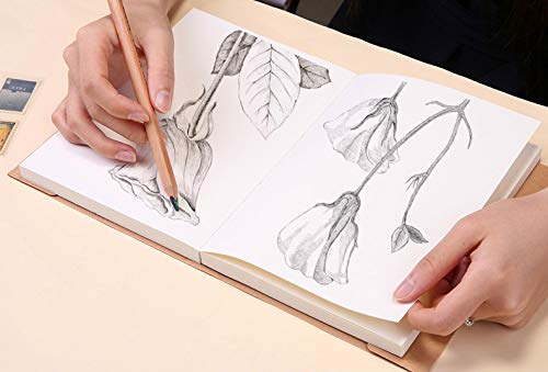 Kraft Cover Drawing Notebook & Sketchbook – Set of 2 Blank Plain Sketch Books – 125g Thick Paper, 200x280mm Paper Ideal for Drawing & Sketching- 128 sheets/256 Pages – 180 Degree Opening, 2pcs - size: 200x280mm