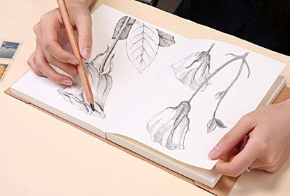 Kraft Cover Drawing Notebook & Sketchbook – Set of 2 Blank Plain Sketch Books – 125g Thick Paper, 200x280mm Paper Ideal for Drawing & Sketching- 128 sheets/256 Pages – 180 Degree Opening, 2pcs - size: 200x280mm