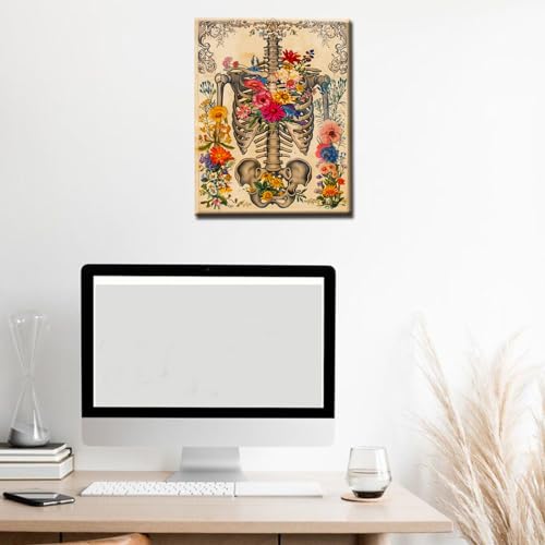 The Ribcage Paint by Number for Adult,Human Organ Painting Picture Vintage Painting Kits for Home Wall Art Office Decor Canvas Pigment DIY Acrylic Painting for Children Without Framed 16x20 inch - color: Organs-05, size: 16''x20''(Frameless)
