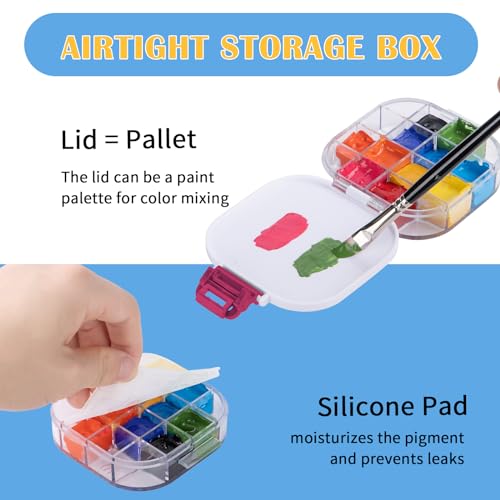 Falling in Art 16 Wells Airtight Paint Palette with Lid, Red - color: Red