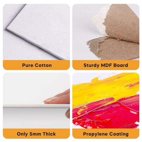 CONDA Canvas Board 8 x 10 inch, 24 Pack Canvases for Painting, 100% Cotton Canvas for Drawing, Gesso Primed Acid-Free, Artist Canvas Panels for Acrylic, Pouring & Oil Painting