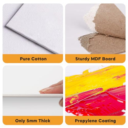CONDA Canvas Board 8 x 10 inch, 24 Pack Canvases for Painting, 100% Cotton Canvas for Drawing, Gesso Primed Acid-Free, Artist Canvas Panels for Acrylic, Pouring & Oil Painting