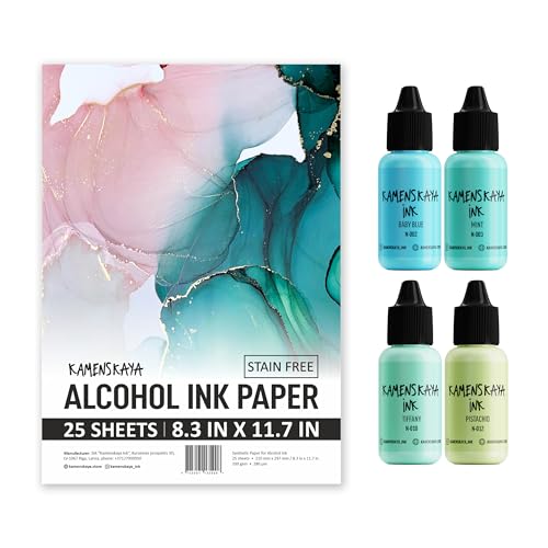 Kamenskaya Alcohol Ink Set with Alcohol Ink Paper