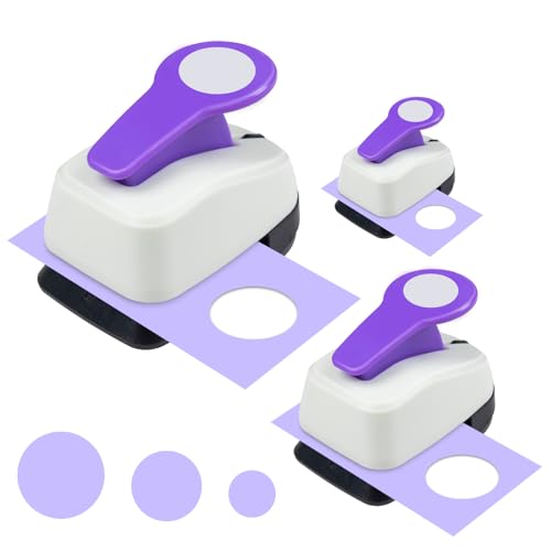 Circle Hole Punch Set, 3Pcs 3/8", 5/8" & 1" Circle Punch for Crafts | Perfect for scrapbooks, journals, cards, gift tags, classroom, birthdays, Christmas, Valentine's Day and DIY crafts - size: 3/8'', 5/8'', 1'' circle punch (set)