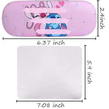 Cute Eyeglass Cases Hard Shell Storage Case Protective Box With Glasses Cloth Adjustable Glasses Strap Ear Grips Hook - color: Set-2