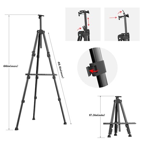 Easels for Painting Canvas, Aredy 66" Art Easel for Drawing, Portable Painting Easel Stand, Metal Table Top Easel (4 Pack) - style: 4 Pack