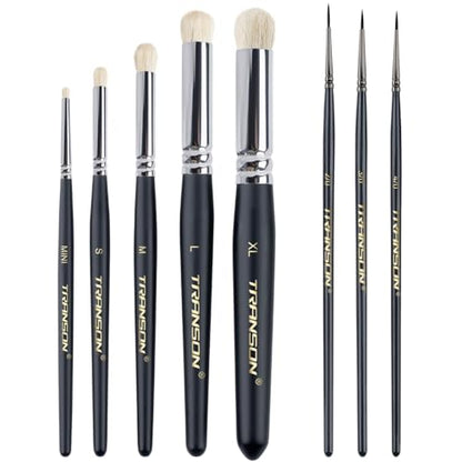 Transon 8pcs Miniature Painting Dry Brush Set with 5 Drybrushes and 3 Small Detail Brushes for Model Making and Miniature Model Painting - size: 8 PCS Dry Brush