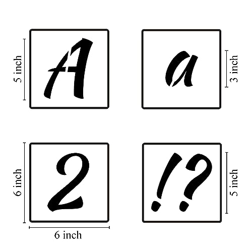 5 Inch Alphabet Letter Stencils for Painting - 70 Pack Letter and Number Stencil Templates with Signs for Painting on Wood, Reusable Numbers and Letters Stencils for Chalkboard Wood Signs & Wall Art - size: 5 Inch