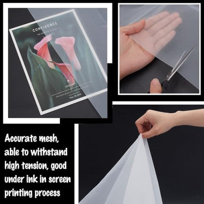 AHANDMAKER 5.5 Yards Silk Screen Printing Mesh Fabric 40 Inch Width Nylon High Tension Mesh Making for Paint Filter Cloth T-Shirt Screen Printing Machine Fabirc, White