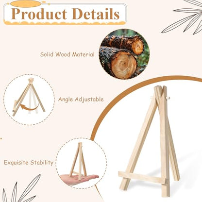 50 Pack 6 Inch Mini Wooden Display Easel, Natural Wood Tabletop Easel Stand for Painting, Small Artist Easel for Canvas Photos Cards Crafts