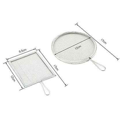 2Pcs Stainless Steel Ceramic Glaze Filter Mesh Glaze Mud Glaze Mud Strainer Sieves Pottery Tool for Clay Pottery Art Supplies, Round and Rectangle