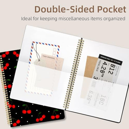Cute Spiral Notebook journal A4 Aesthetic Pretty Design for Women Girls Kawaii with Pocket, 8.5 x 11 inch, Lined, Cherry - color: Cherry, style: Lined