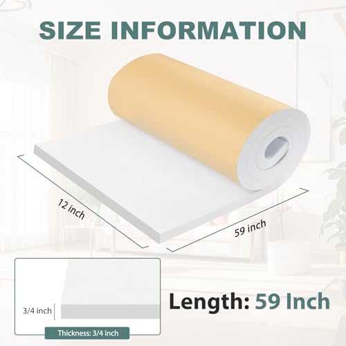 FONUNO Neoprene Foam Padding with Adhesive Closed Cell Foam, White - color: White, size: 12" Wide x 59" Long x 3/4" Thick