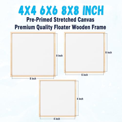 HANSILK 3pk 4 * 4/6 * 6/8 * 8 Inch Blank Framed Canvas Wall Art - Premium White Cotton Canvas Panel for DIY Painting, Custom Art, Home Decor - Ready to Hang, Pre-Stretched Wood Frame -3pcs - size: 4*4/6*6/8*8