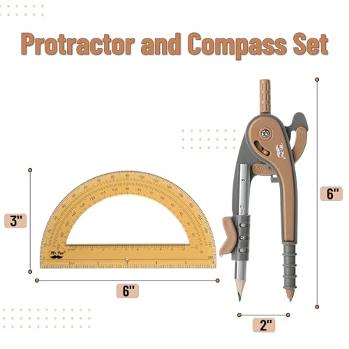 Mr. Pen- Geometry Compass and Protractor Set, 6 Inch Compass - color: Dwarf Pony Brown, size: 1 Set