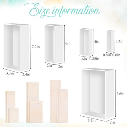 5 PCS Large Resin Molds, Rectangle Silicone Resin Molds, Deep Rectangle Epoxy Resin-Molds with Wooden Support for Flower Preservation Bookends DIY Art Home Décor