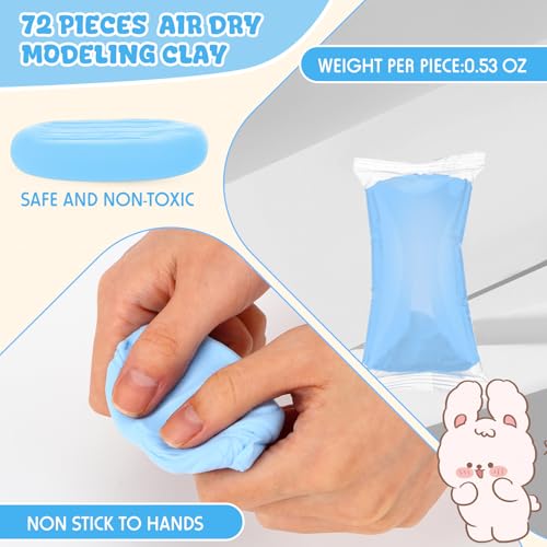 VioraWhite 72 Pcs 38oz Air Dry Clay Bulk Modeling Clay,Sky Blue - color: Sky Blue