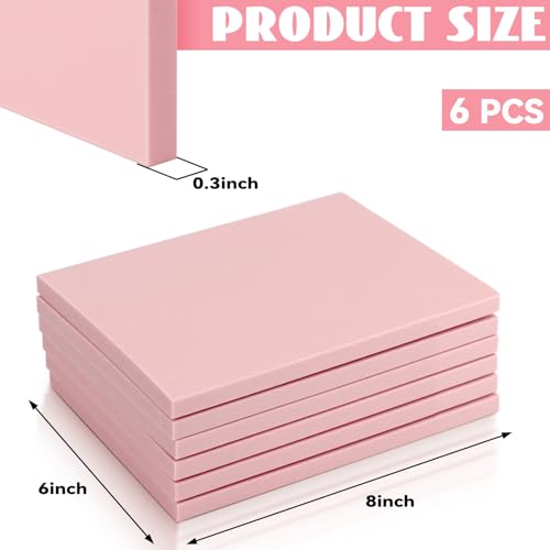 6 Pack 8"x6" Pale Pink Rubber Stamp Carving Blocks Rubber Carved Brick Soft Rubber Linoleum Block for Craft Project - size: 8"x6" 6Pack