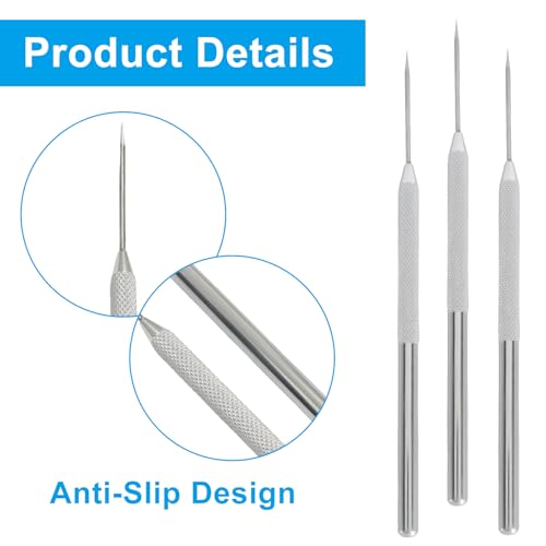 ISDVBUY 3 Pack Aluminum Clay Carving Tools 6.1 Inch Silver Stainless Steel Tips Needle Tool Set Clay Sculpting Tools for Ceramics, Sculpting, DIY Craft, Detailed Carving
