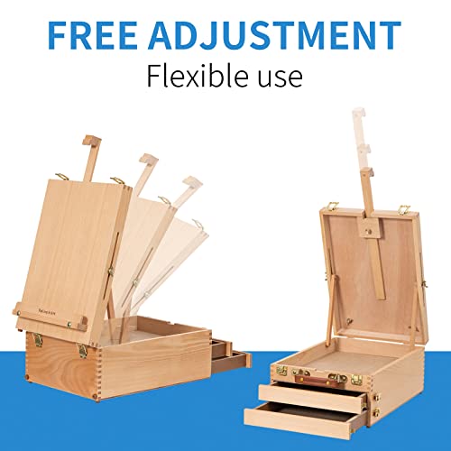 Falling in Art Beechwood Tabletop Easel Box | Sketchbox Table Easel with Storage Drawers, Portable Desktop Drawing Easel for Beginners and Professionals