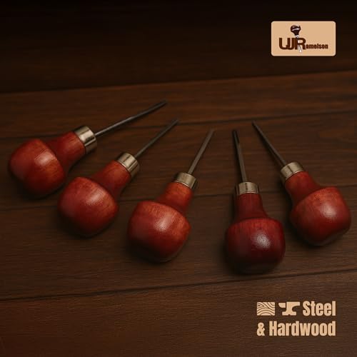 UJ Ramelson Wood Carving Tools Palm Set for Woodworking, Fine Miniature Detail, Stamp Making, Tile Etching, Mini Chisel and Gouge, 5 Pieces