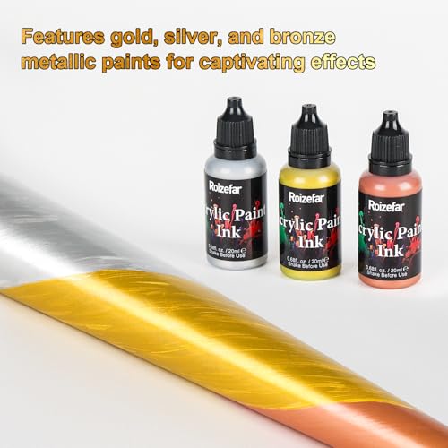 Acrylic Paint Ink Set, 16 Colors Liquid Acrylic Paint for DIY | 2 Brushes & 1 Palette, Drawing Ink Set, Artists Inks, Ideal for Pouring Art, Mixed Media Projects (20 ml/0.68 fl oz)