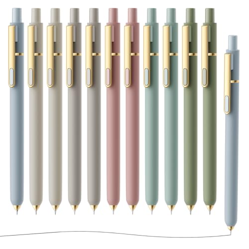 SUNEE Gel Pens, 12 Pack 0.5mm Pens Fine Point Smooth Writing Pens with Quick-Dry Black Ink, Cute Aesthetic School Office Note-Taking Pens for Journaling - Morandi - color: Morandi - 6 Colors, style: 12 Pack