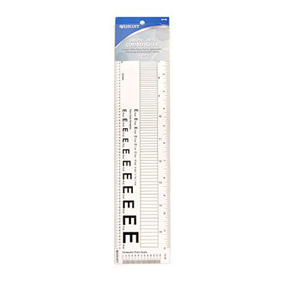 Westcott GA-96 Computer Point & Pica Ruler, Transparent Graphic Arts Ruler, 12 Inch