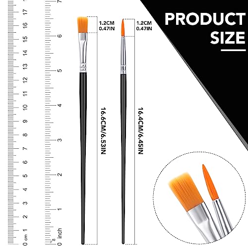 AROIC Small Paint Brushes Bulk,110 Pcs Nylon Hair Paint Brushes Black | with Flat and Round Pointed Acrylic Paint Brush Set,Craft Oil Watercolor Face Artist and Kids Painting Kits - color: Black, size: 55 Flat + 55 Fine