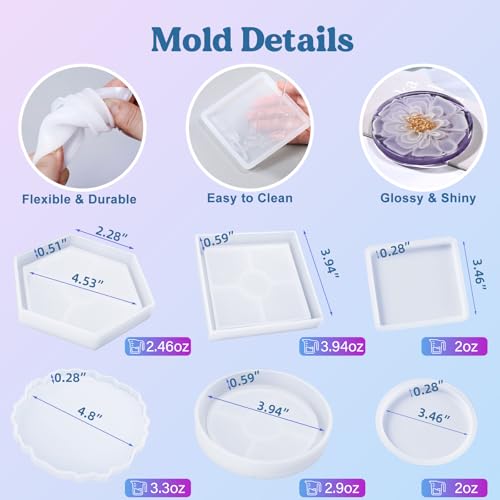 LET'S RESIN 16oz Epoxy Resin Kit with Coaster Molds Complete Set, Beginners