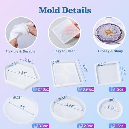 LET'S RESIN 16oz Epoxy Resin Kit with Coaster Molds Complete Set, Beginners