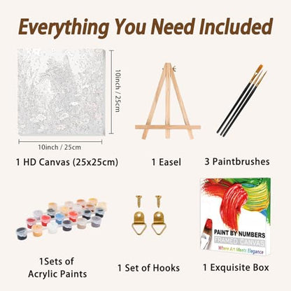 AUKELHJ Framed Paint by Numbers Kit for Adults, Cat, 10x10 inch - color: 04-Cat