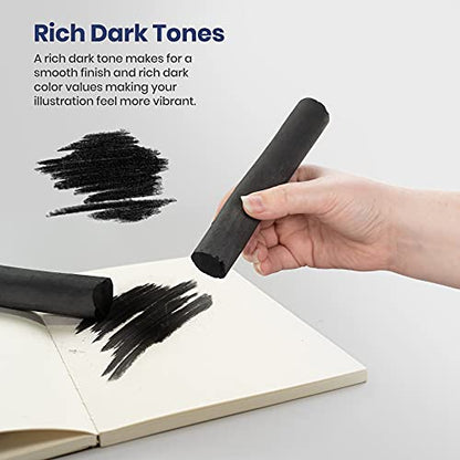 Pacific Arc Large Willow Charcoal Stick, Soft, Black, Willow Charcoal for Sketching and Drawing - style: Jumbo
