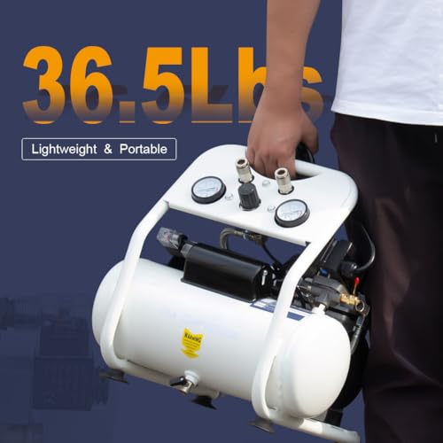 Portable Air Compressor, Ultra Quiet Oil-Free Electric Air Compressor 115 PSI Max with 4 CFM, Quick Recovery, 2.5 Gallon Tank, Ideal for Tire Inflation, Hot Dog Air Tools& Garage Auto Repair - size: 2.5 gallons