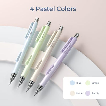 Nicpro Pastel Mechanical Pencil Set, 0.7mm Cute Pencils, Fast Click, 4 Pack | Mechanical Pencils Bulk, 8 Tubes HB Lead Refills, Erasers+9 Refills, Storage Case, for School Writing Drawing Note Taking - style: 4PCS-0.7mm