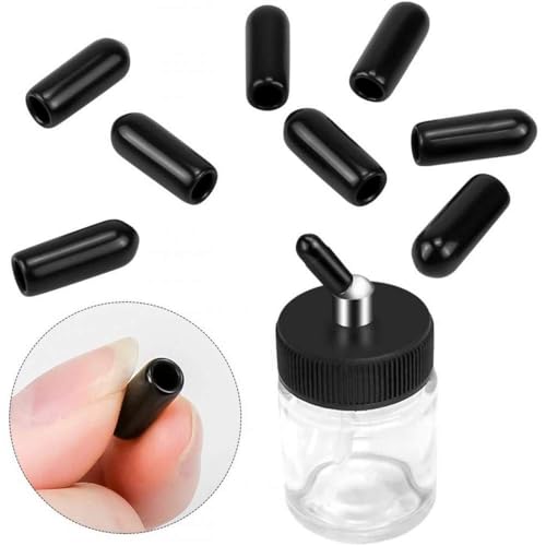 10pk 0.75oz Glass Airbrush Bottles, 30° Siphon with Silicone Caps | 10 glass jars with 30° siphon adapter, 10 silicone caps seal paint & block dust, fits Iwata/Master/Badger,easy-clean bulk set - size: G2P
