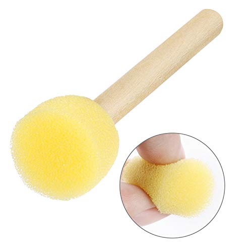 Outus 40 Pieces Round Sponge Foam Brush Set Paint Sponge Daubers with Wooden Handle Foam Stencil Brush Painting Tools for Kids Painting Crafts(0.8 Inch) - size: 0.8 Inch