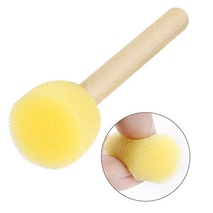 Outus 40 Pieces Round Sponge Foam Brush Set Paint Sponge Daubers with Wooden Handle Foam Stencil Brush Painting Tools for Painting Crafts - size: 0.6 Inch