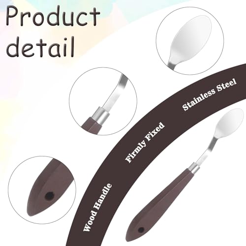 2Pcs Palette Knife No.20 Palette Knives 22mm Width Pallet Knife Stainless Steel Oval Art Paint Spatula with Wood Handle Metal Palette Knife for Oil Acrylic Canvas Mixing Spreading Cake Decorating